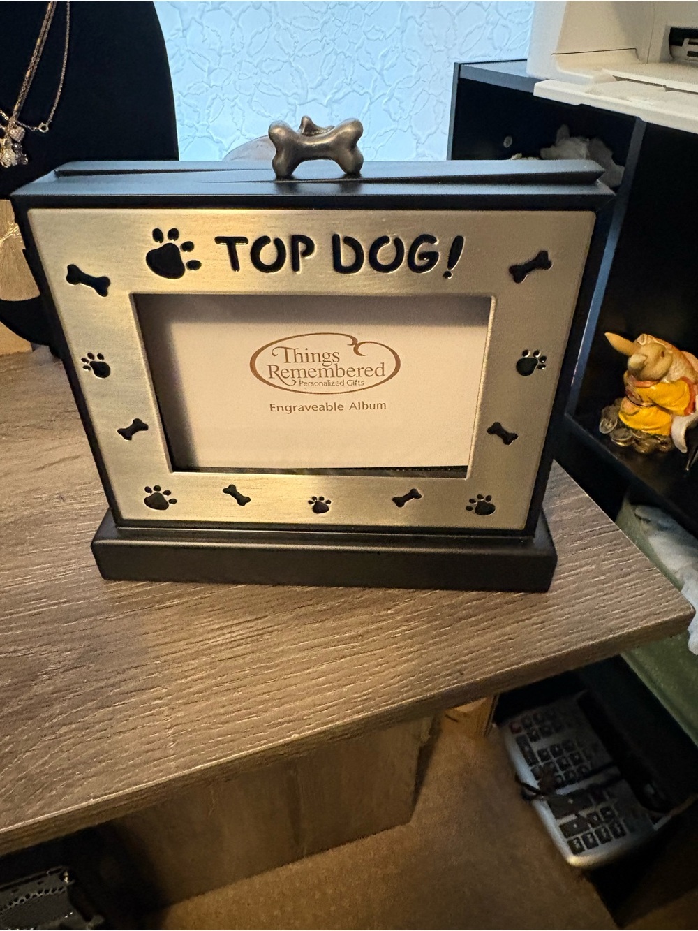 Things Remembered Black and Silver "Top Dog" Engravable Photo Frame